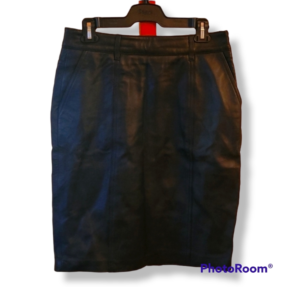 Reiss Black Sheep Leather Skirt